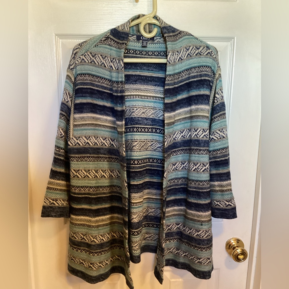 Chaps Blue and Green Patterned Women's Cardigan